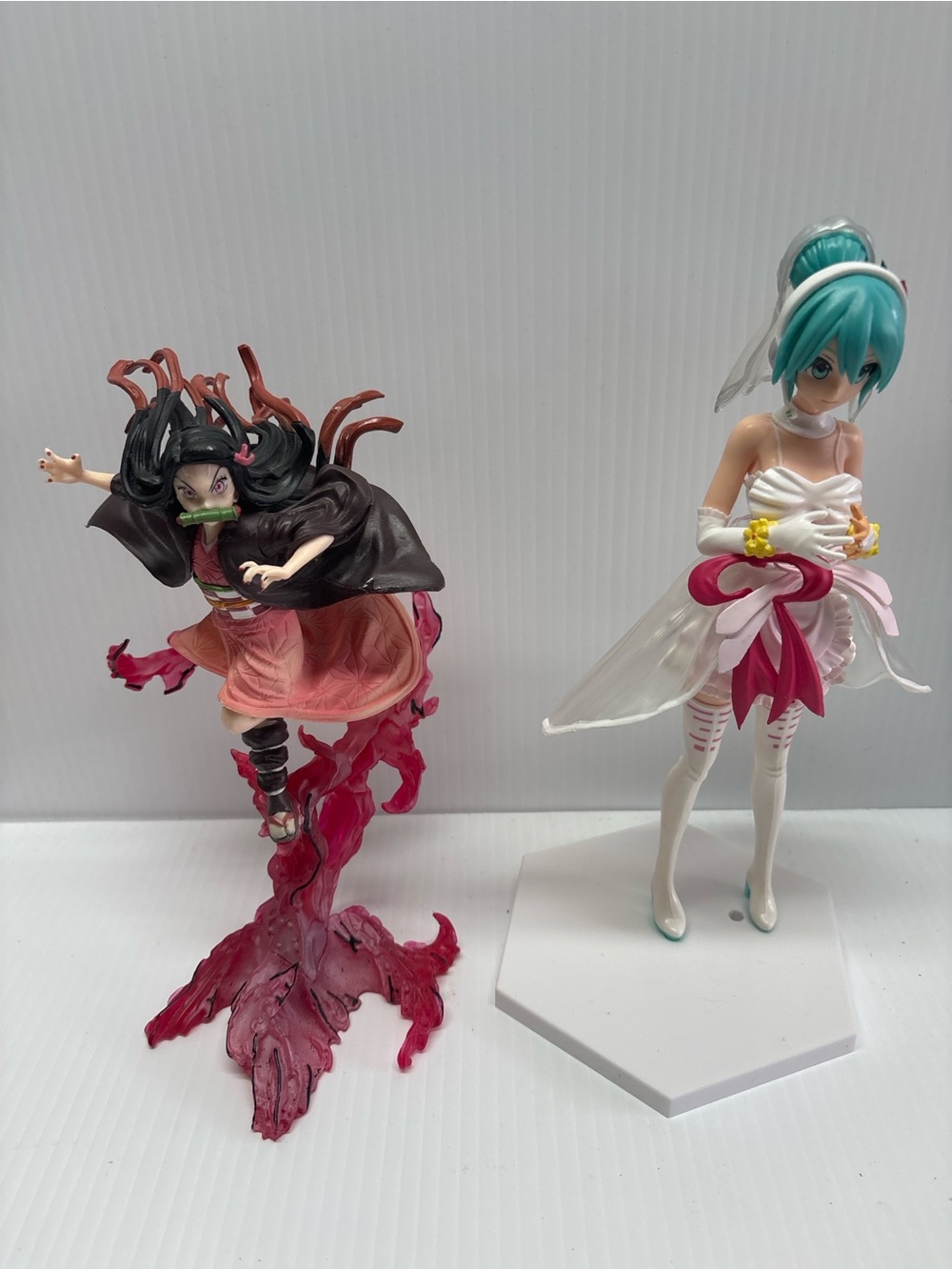 Mixed Anime Figure Lot Nezuko Kamado & Hatsune Miku Wedding PVC Display Figures
